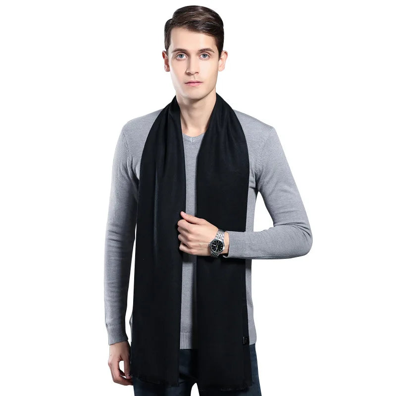Designer Brand Plaid Men's Cashmere Scarf Winter Warm Scarves Shawls Casual Business Long Wraps Pashmina Christmas Gift for Man