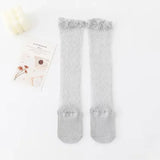 Summer Ultra-thin Mesh Socks Baby Girl Mosquito-resistant Knee Sock Cute Newborn Pink Bow Hollow Cotton Newborn Baby Clothes 
