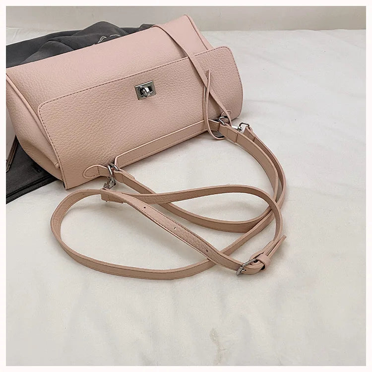 Casual Large Capacity Lychee Pattern Single Shoulder Slant Cross Bag Versatile Underarm Bag Simple Stylish Tote Bag