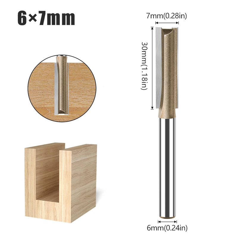 6mm Shank CNC Straight Bit Flush Trim Single Double Flute Router Bit Tungsten Carbide Milling Cutter Woodworking Tools