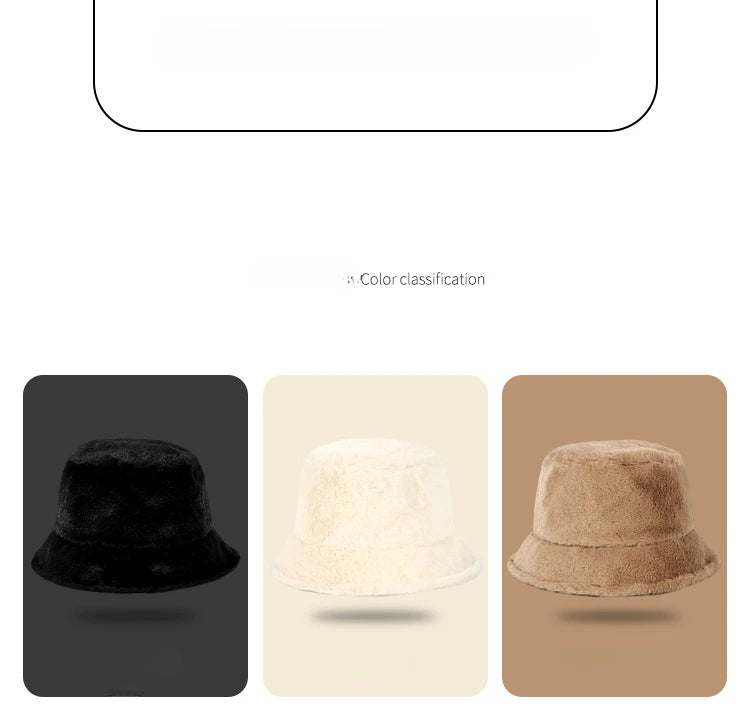 Winter Rabbit Plush Fisherman Hats for Women Girl Bucket Hat Windproof Leopard Soft Faux Fur Wide Brim Lady Women Artist Cap