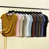 Modal V-Neck Tank Tops summer women's T-shirts sleeveless Plus size Thin Casual Loose Tee tops All match