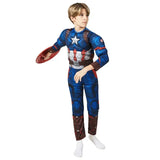 Superhero Captain America Muscle Costume Captain America Muscle Cosplay Jumpsuit Shield Christmas Carnival Party Costume for Kid