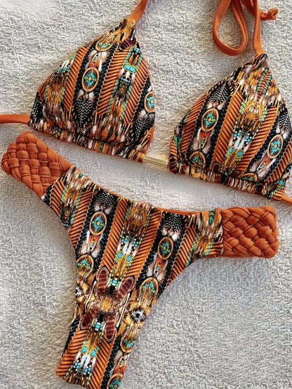 RUOTONSEPT Print Halter Mini Thong High Cut Bikini Female Swimsuit Women Swimwear Two-pieces Bikini set Bather Bathing Suit Swim