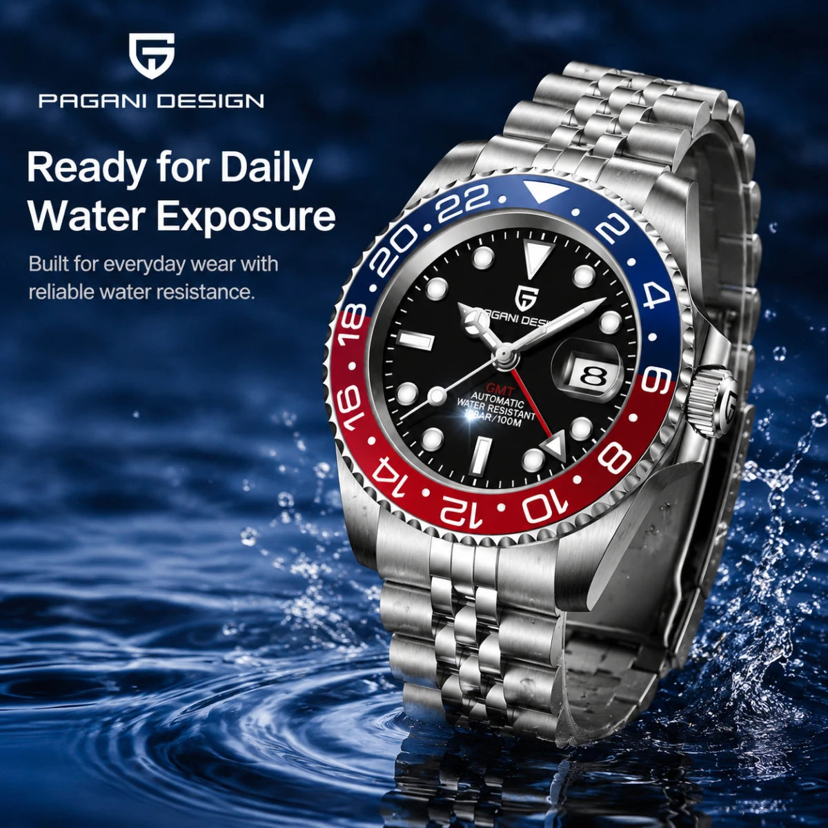 Relógio Masculino Mecânico de Luxo PAGANI DESIGN 2026 – Aço Inoxidável, Função GMT, Vidro de Safira – Marca de Alto Padrão