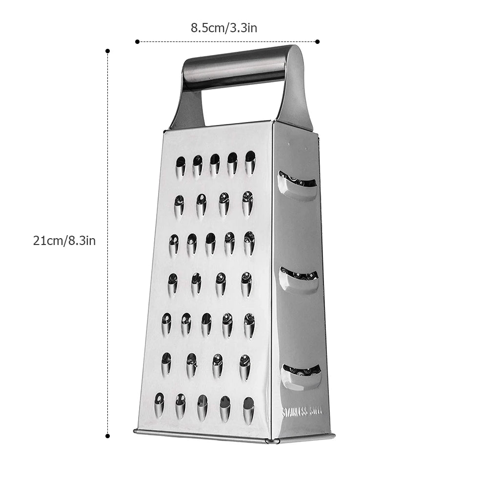 Rallador de caja de acero inoxidable de 4 cuchillas para uso doméstico, contenedor, cortador de verduras multiusos, herramientas de cocina, rebanador manual de queso
