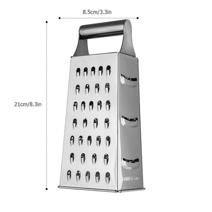 Rallador de caja de acero inoxidable de 4 cuchillas para uso doméstico, contenedor, cortador de verduras multiusos, herramientas de cocina, rebanador manual de queso