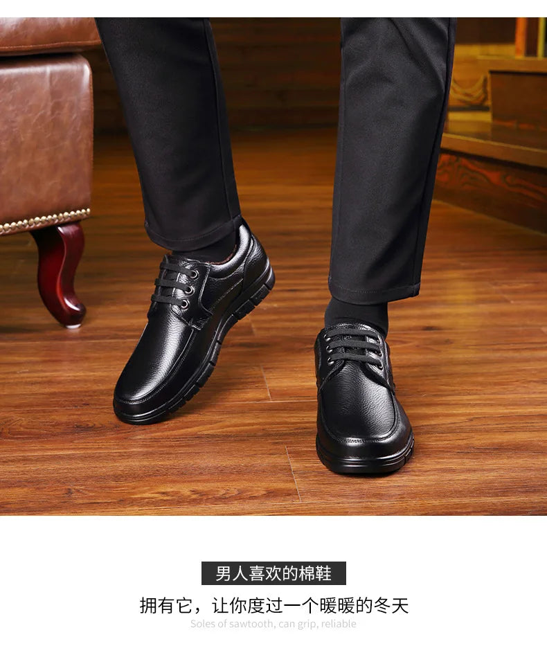 Hot Sale Men Genuine Leather Casual Shoes Soft Sole Lace-up Luxury Brand Middle-aged Old Man Dad Lightweight Loafers Shoes