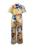 2 Piece Women Sets 2024 New Arrival Plus Size Summer Matching Sets Print Two Pieces Sets Top Pants Suits Outfits Clothing