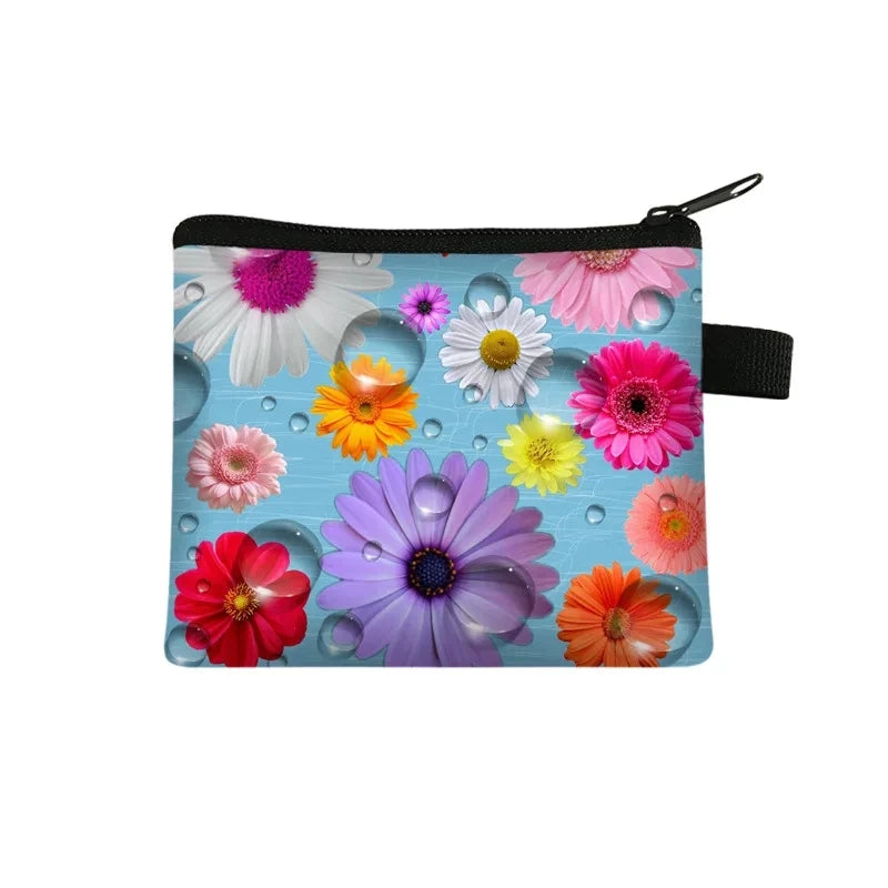Carteira Portfel Men Wallet Women Cartera Mujer Female Short Cute Flower Zero Wallet Simple Fashion Card Bag Coin Purse Key Case
