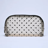 Heart-Shaped Nylon Mesh Cosmetic Bag Portable Toiletry Organizer for Women Makeup Storage
