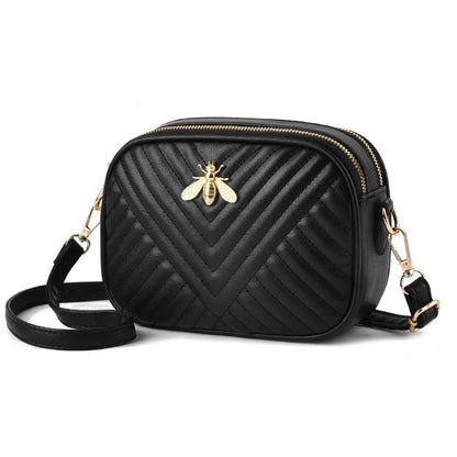 Bolsos de mano de piel sintética de color liso para mujer, bolsos cuadrados con diseño de abeja, de marca famosa, bandolera de hombro, 2023