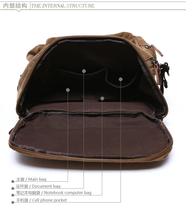 Mochila de lona multifuncional DISCOVERY-SUN, mochila informal para senderismo, mochila escolar para deportes al aire libre, mochila de viaje de gran capacidad.
