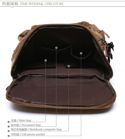 Mochila de lona multifuncional DISCOVERY-SUN, mochila informal para senderismo, mochila escolar para deportes al aire libre, mochila de viaje de gran capacidad.