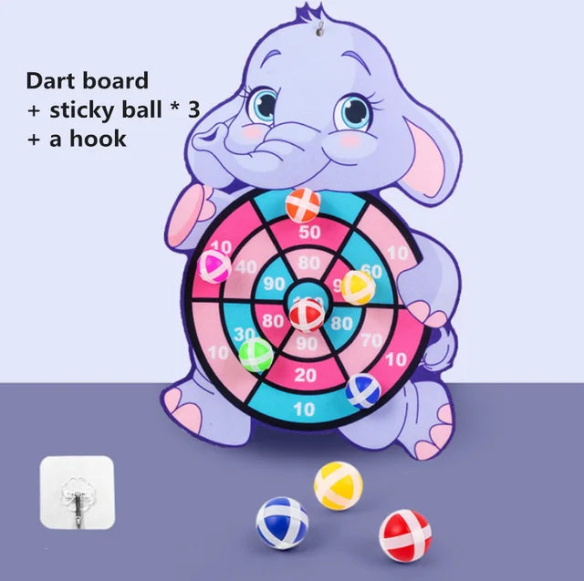 Placa de dardo animal dos desenhos animados para crianças, bola pegajosa, brinquedos educativos interativos para o bebê, criança montessori, 2 a 4 anos