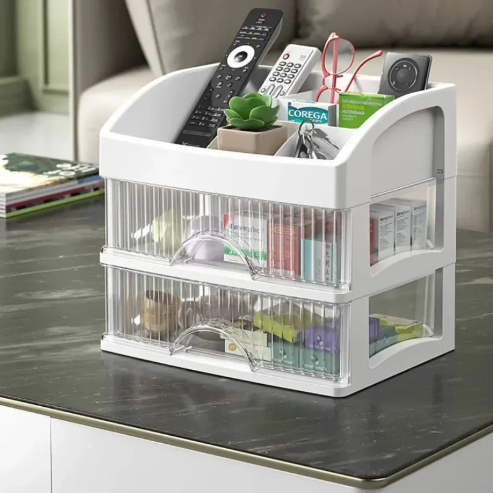 Drawer Style Storage Box Transparent Jewelry Skin Care Products Storage Box High-capacity Desktop Clutter Dustproof Organizer