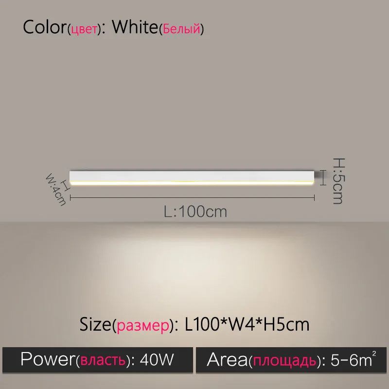 Modern Long Strip Ceiling Light Surface Mounted Minimalist Aisle Lamp Living Room Bedroom Kitchen Home Office LED Lighting