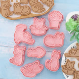 Juego de moldes para galletas con forma de garra de gato, forma de espina de pescado, sello para galletas, herramientas para decorar pasteles con fondant, plástico 3D de presión manual, 8 piezas 