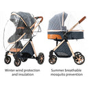 Baby Stroller 3‑in‑1 Travel System Pushchair Lightweight Pram from Birth All‑Terrain Baby Buggy Compact Fold Stroller Summer