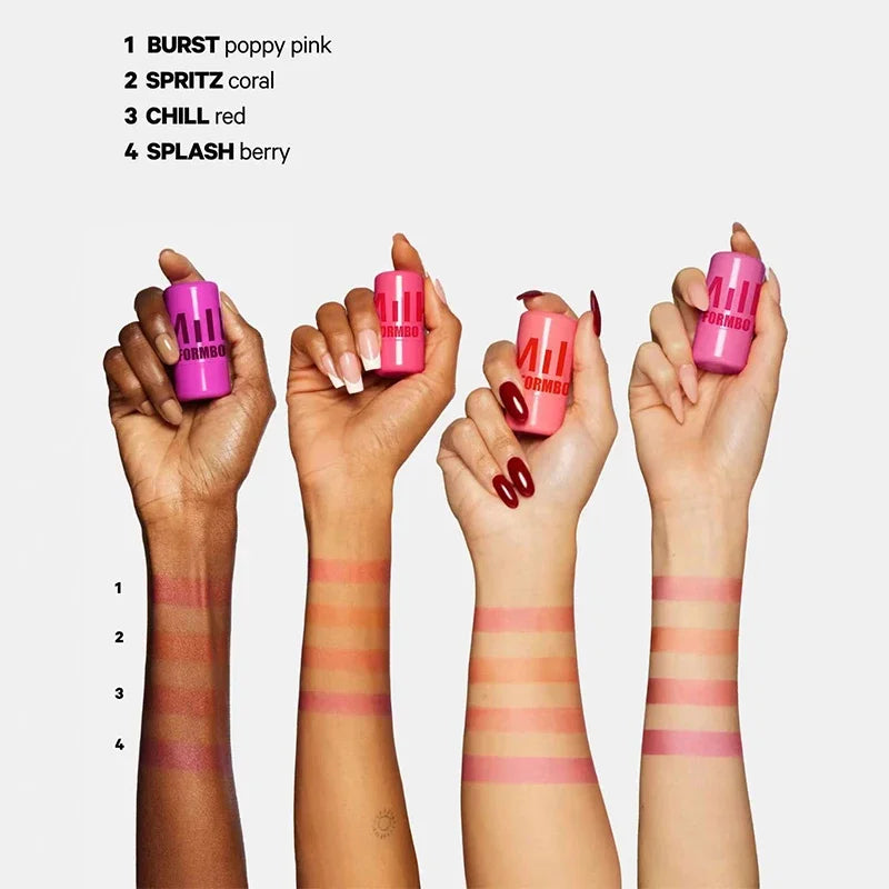 Lápiz labial 3 en 1 con leche, rubor en barra, colorete, agua refrescante, larga duración, acuarela, maquillaje mate multiusos.