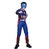 Superhero Captain America Muscle Costume Captain America Muscle Cosplay Jumpsuit Shield Christmas Carnival Party Costume for Kid