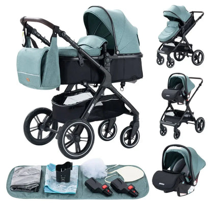 Luxurious 3 in 1 Baby Stroller Portable Travel Baby Carriage Folding Prams Aluminum Frame High Landscape Car for Newborn Baby