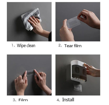 Exprimidor automático de pasta de dientes de pared, dispensador de pasta de dientes, soporte magnético para cepillos de dientes, estante para pasta de dientes, accesorios de baño