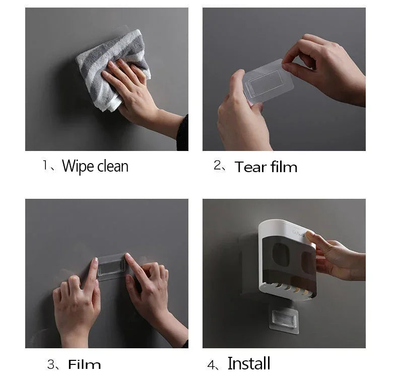 Exprimidor automático de pasta de dientes de pared, dispensador de pasta de dientes, soporte magnético para cepillos de dientes, estante para pasta de dientes, accesorios de baño