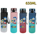 650ML Sonic Hedgehog Sport Water Bottle Large Capacity Cartoon Portable Plastic Water Bottle Drinking Cup Student Birthday Gifts