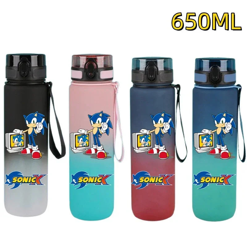 650ML Sonic Hedgehog Sport Water Bottle Large Capacity Cartoon Portable Plastic Water Bottle Drinking Cup Student Birthday Gifts