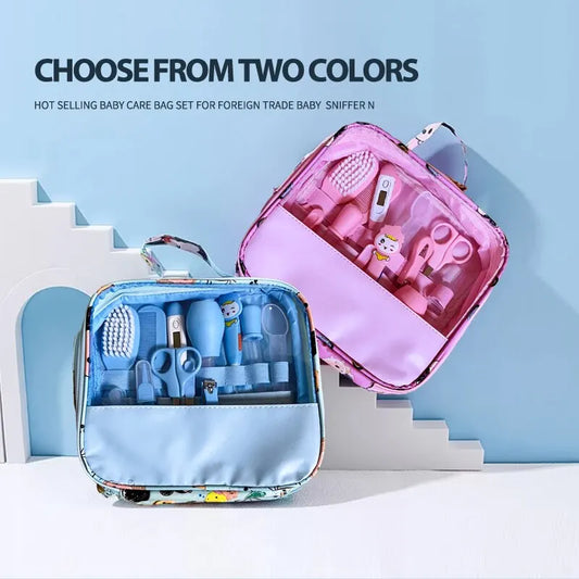Kit de cuidado para bebés, termómetro para el cuidado de la salud de las uñas y el cabello, Kit de cepillo de cuidado, tijeras para cortar el pelo, artículos de tocador para niños, 12 Uds.