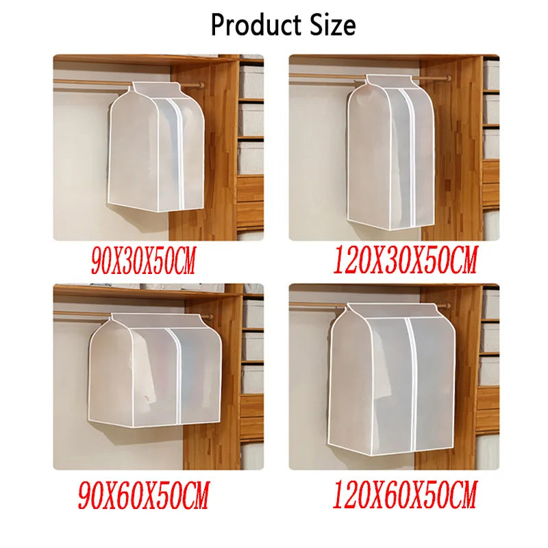 Clothing Dust Cover Transparent Dress Clothes Garment Dust Cover Hanging Organizer Waterproof Dustproof Clothes Wardrobe Storage