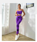 Conjunto deportivo de yoga con teñido anudado para mujer, conjunto deportivo de fitness, sujetador deportivo y leggings de cintura alta, ropa de gimnasio, trajes deportivos sin costuras