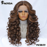 Black Brown Curly Wig Synthetic Lace Front Wigs For Women Blonde Orange Female Lace Wig 13X4.5X1 Cosplay Hair Daily Use