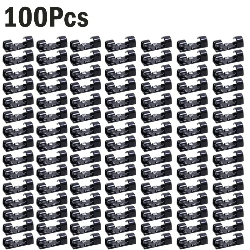 1/100Pcs Cable Clips Self-Adhesive Cable Organizer Cord Management System Cord Holder for Wire Management Desk Car Office Home