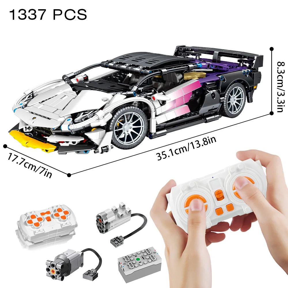 Bloques de construcción de coches deportivos de carreras a escala 1:14, modelo técnico Riceblock, MOC, vehículo urbano, superdeportivo, juguete para adultos, regalo para niños