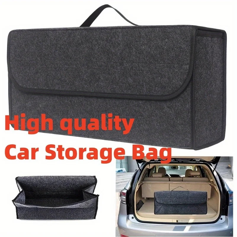 Gray Anti Slip Car Trunk Organizer Bag Multi Compartment Soft Felt Storage Box for Boot Tools & Auto Accessories