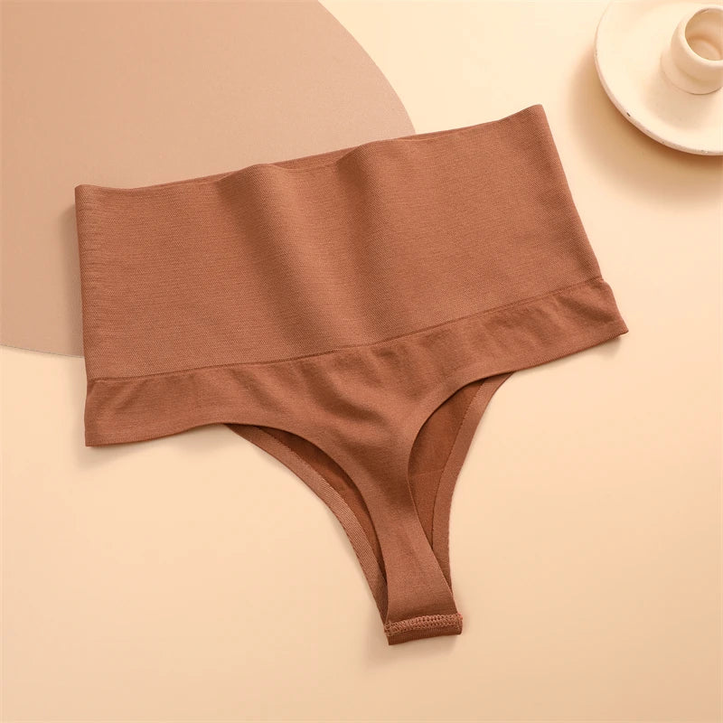 FINETOO Bragas de tanga con realce de glúteos y cintura alta para mujer, lencería moldeadora de abdomen sexy, ropa moldeadora adelgazante femenina
