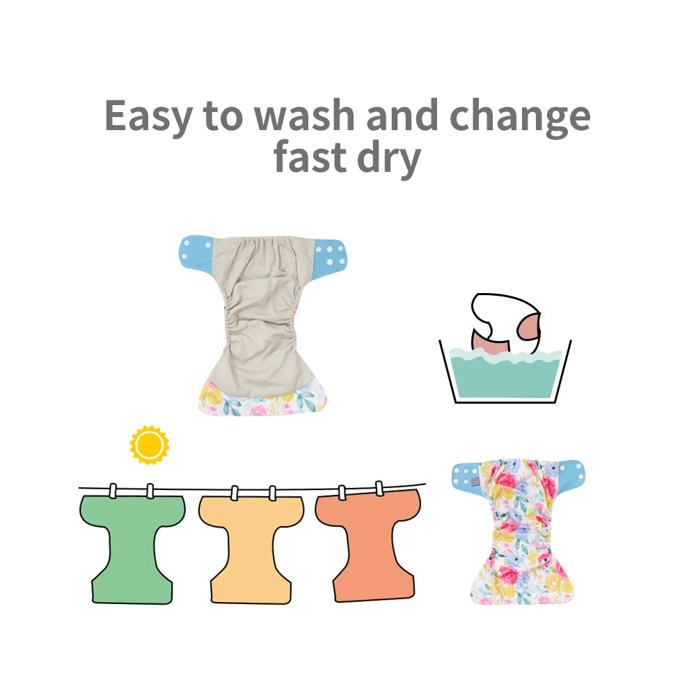 Elinfant New Matching waterproof baby pcoket diapers 8 pcs gray mesh cloth diapers and 8pcs microfiber inserts
