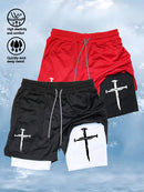 Quick-Dry Men's Training Shorts Elastic Waistband Drawstring Breathable Moisture-Wicking Athletic Shorts