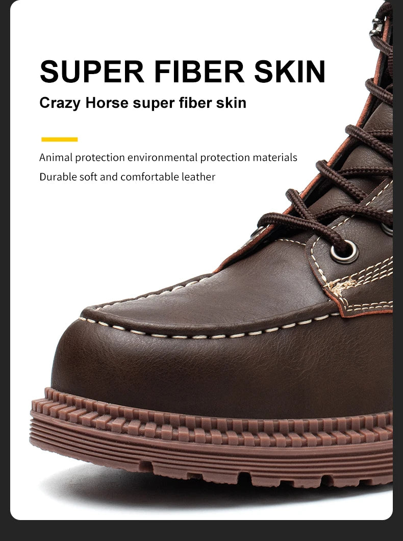 Latest 2023 Waterproof Men Leather Boots Steel Toe Cap Safety Work Shoes Anti Smashing Indestructible Construction Welding Boots
