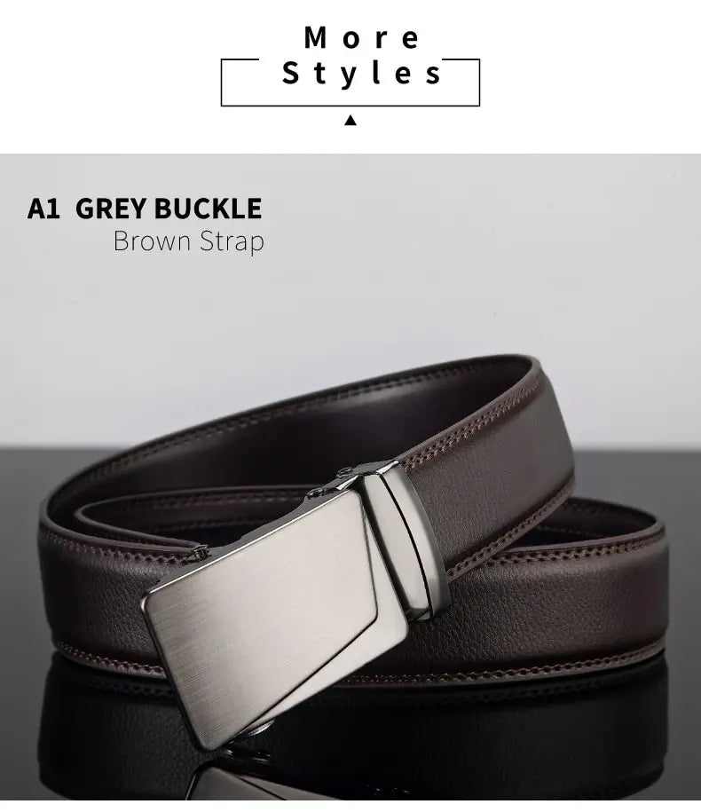 Cinturón de cuero para hombre, hebilla automática de metal, marca de alta calidad, cinturones de lujo para hombres, famoso trabajo, negocios, correa de PU negra.