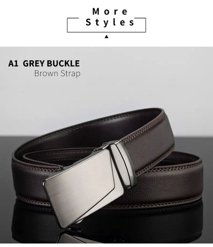 Cinturón de cuero para hombre, hebilla automática de metal, marca de alta calidad, cinturones de lujo para hombres, famoso trabajo, negocios, correa de PU negra.
