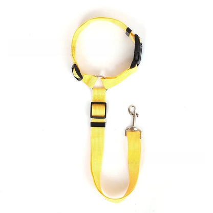 Cinturón de seguridad para mascotas dos en uno de color sólido, correa de nailon para el asiento trasero, arnés ajustable para perros, collar, accesorios para mascotas