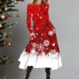Vestido de Navidad de manga larga estampado para mujer de talla grande vestido de fiesta de moda para mujer ropa de mujer de talla grande de Navidad