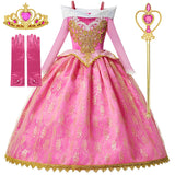 Girls Sleeping Beauty Aurora Cosplay Princess Dress Kids Rapunzel Frozen Elsa Cinderella Costume Party Clothing 2-10 Years