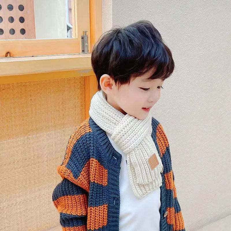 Bufanda gruesa para niños, cálida y resistente al viento, de punto, para invierno, accesorios para mantener el calor, 2024