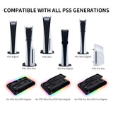GAMINJA Host Heat Dissipation Base For PS5 With 7 Color Light Effect Headphone Hook Game Disc Storage Rack Handle Charging Stand