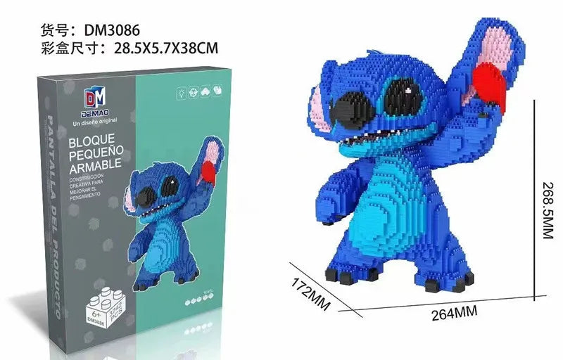 Anime Stitch Building Blocks Angel Scrump Guitar Holding Book Stitch Model Assembled Toys Children's DIY Mini Brick Figure