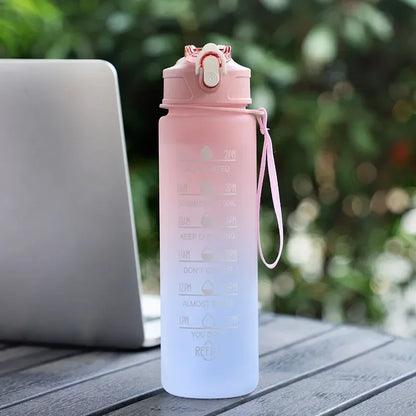 Gradient Colored Water Bottle Perfect for Students and Kids Stylish Design with Straw and Carrying Handle for Easy Hydration